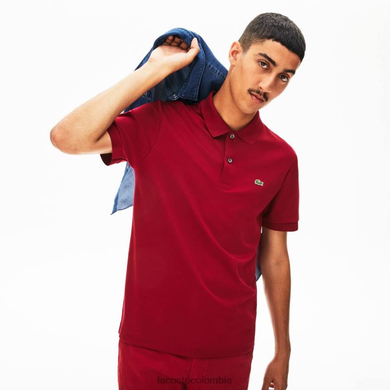 polo de algodón pima de ajuste regular Burdeos Lacoste ropa hombres 80XZX258