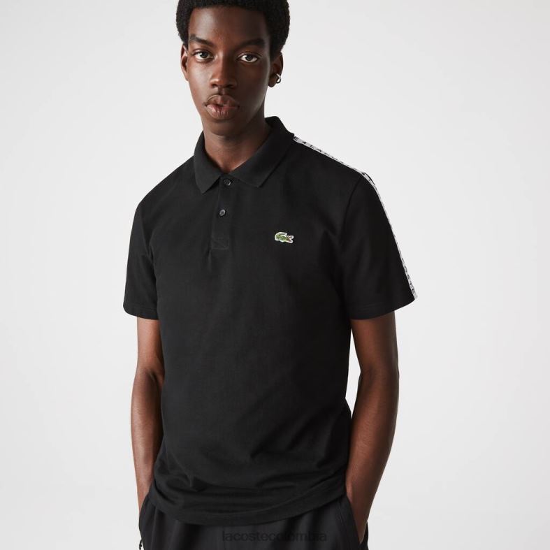 polo de algodón ultraligero con banda con letras negro Lacoste ropa hombres 80XZX816