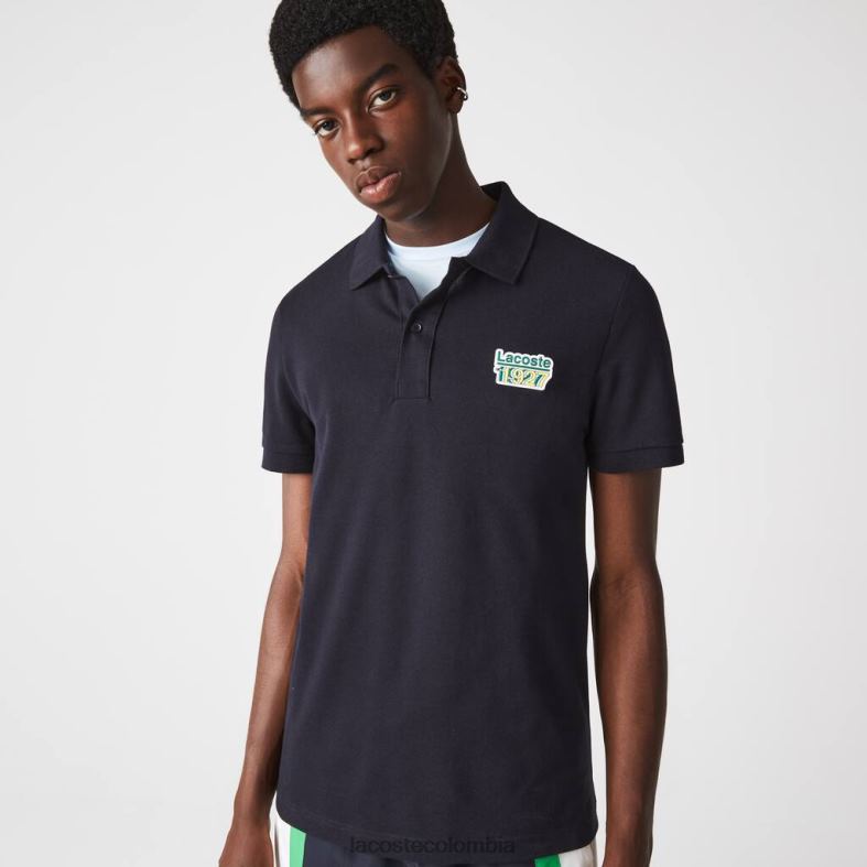 polo de corte estándar en piqué de algodón con distintivo Azul marino Lacoste ropa hombres 80XZX912