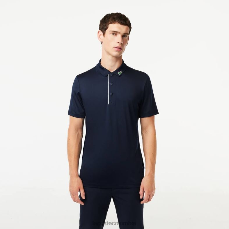 polo de golf de jersey deportivo azul marino/blanco Lacoste ropa hombres 80XZX596