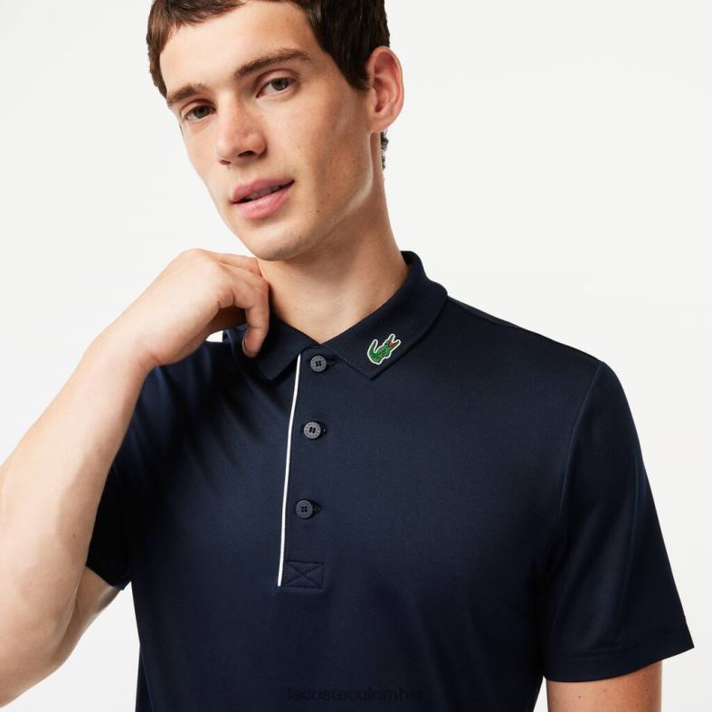 polo de golf de jersey deportivo azul marino/blanco Lacoste ropa hombres 80XZX596