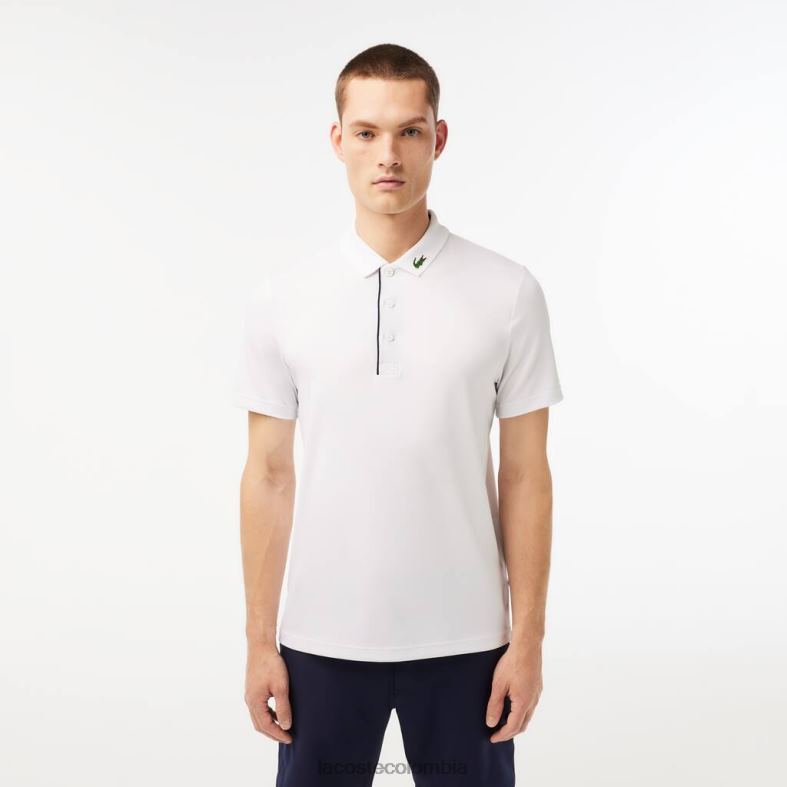 polo de golf de jersey deportivo blanco/azul marino Lacoste ropa hombres 80XZX595