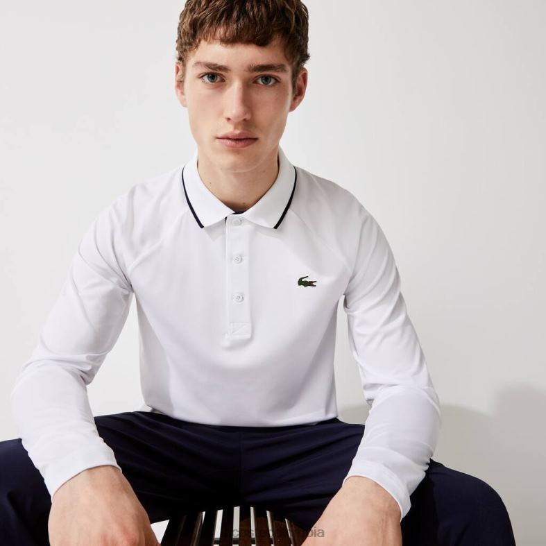 polo de golf deportivo transpirable blanco/azul marino Lacoste ropa hombres 80XZX847