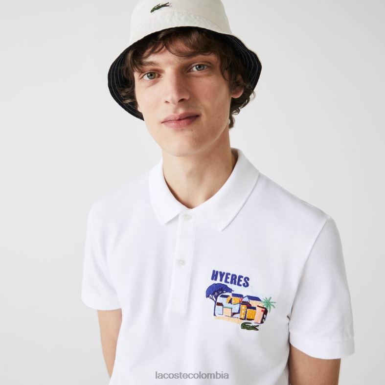 polo de piqué de algodón bordado de corte regular blanco Lacoste ropa hombres 80XZX922