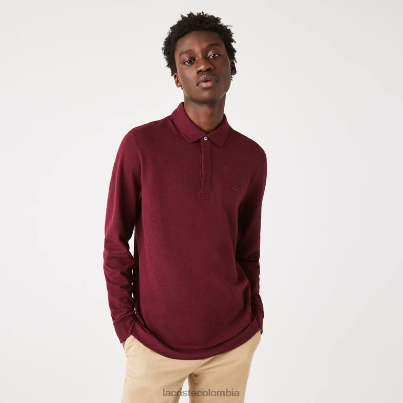 polo de piqué de algodón elástico de manga larga smart paris Burdeos Lacoste ropa hombres 80XZX810