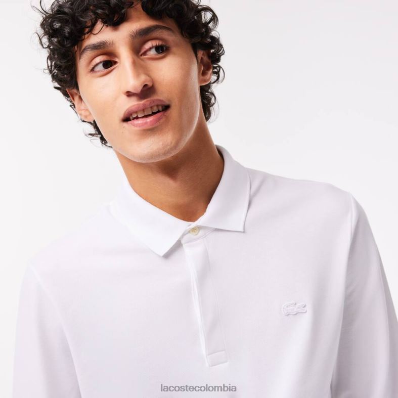 polo de piqué de algodón elástico de manga larga smart paris blanco Lacoste ropa hombres 80XZX666