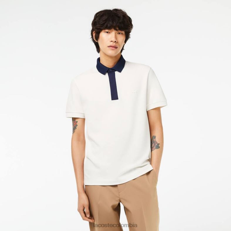 polo de piqué de algodón orgánico smart paris blanco/azul marino Lacoste ropa hombres 80XZX194