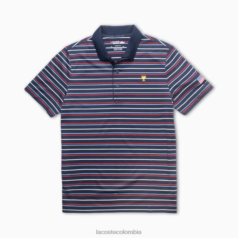 polo deportivo a rayas de la copa presidentes azul marino/blanco/rojo/azul Lacoste ropa hombres 80XZX1229