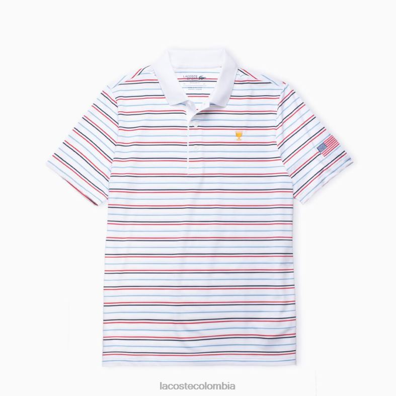 polo deportivo a rayas de la copa presidentes blanco/azul/azul marino/rojo Lacoste ropa hombres 80XZX1230