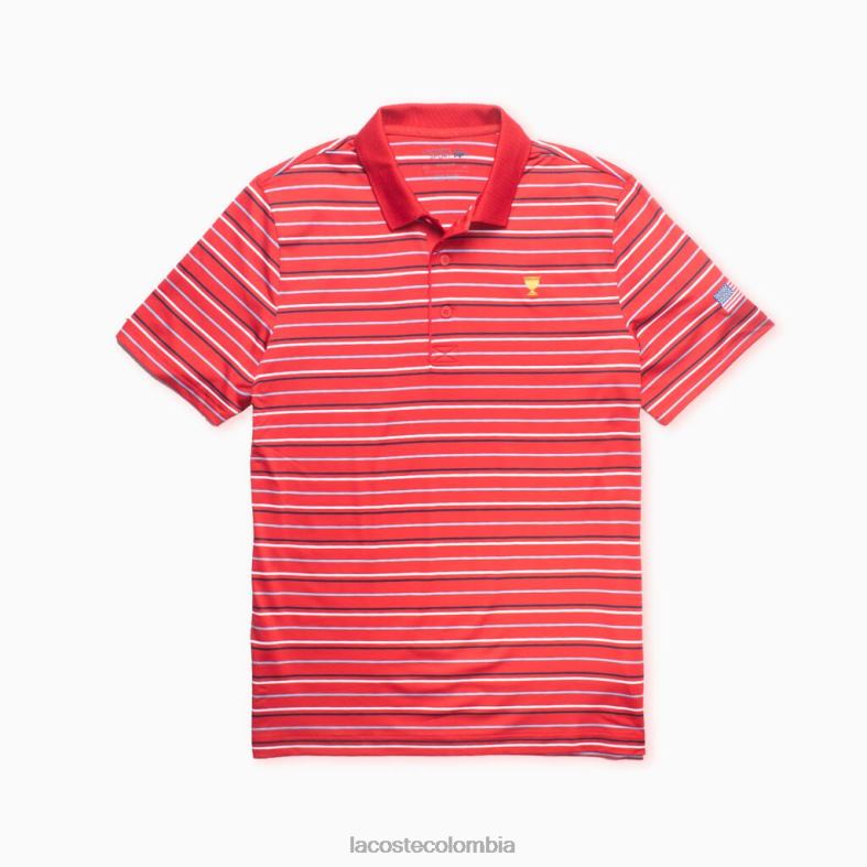 polo deportivo a rayas de la copa presidentes rojo/azul/azul marino/blanco Lacoste ropa hombres 80XZX1228