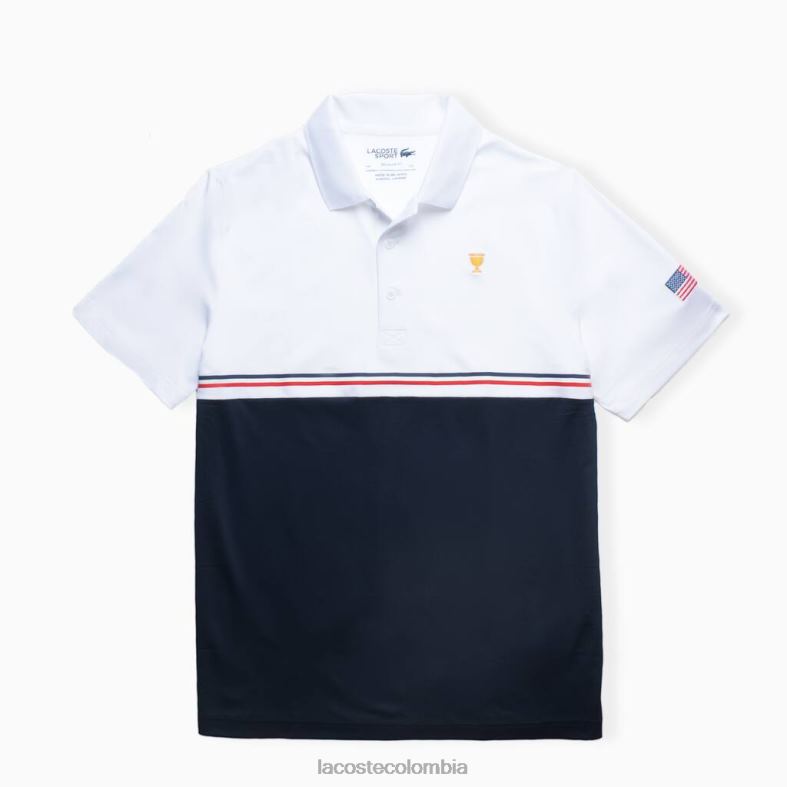 polo deportivo copa presidentes blanco/azul marino/rojo Lacoste ropa hombres 80XZX1218