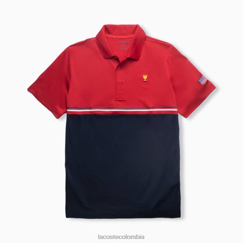 polo deportivo copa presidentes rojo/azul marino/blanco Lacoste ropa hombres 80XZX1215