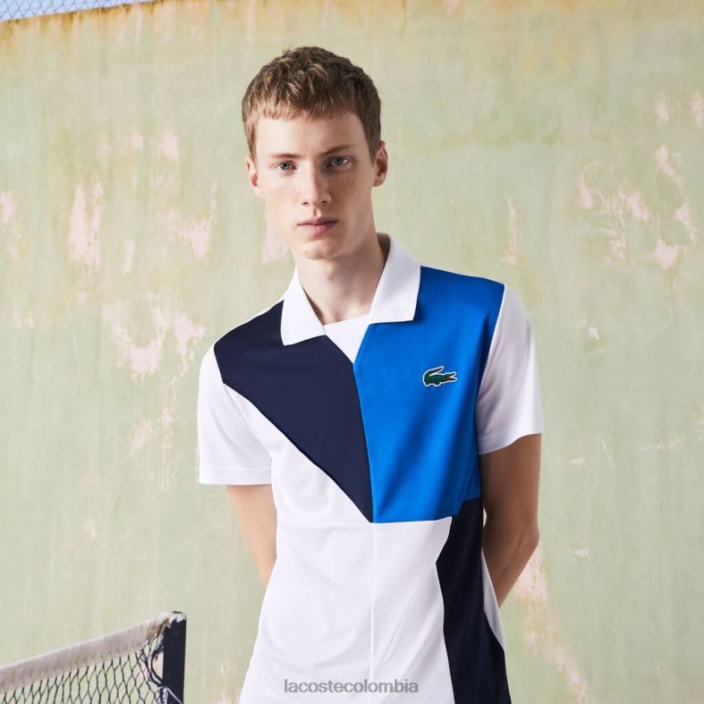 polo deportivo de tenis de piqué ultra seco blanco/negro/azul Lacoste ropa hombres 80XZX785