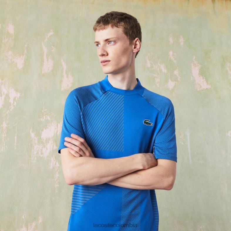 polo deportivo de tenis sin costuras y corte entallado azul amarillo Lacoste ropa hombres 80XZX771