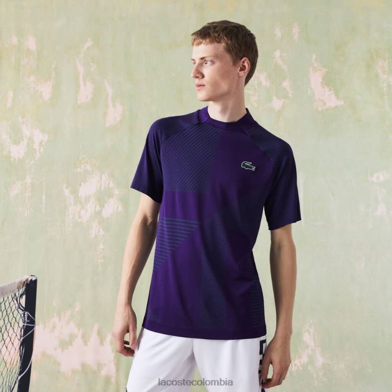 polo deportivo de tenis sin costuras y corte entallado verde púrpura Lacoste ropa hombres 80XZX773