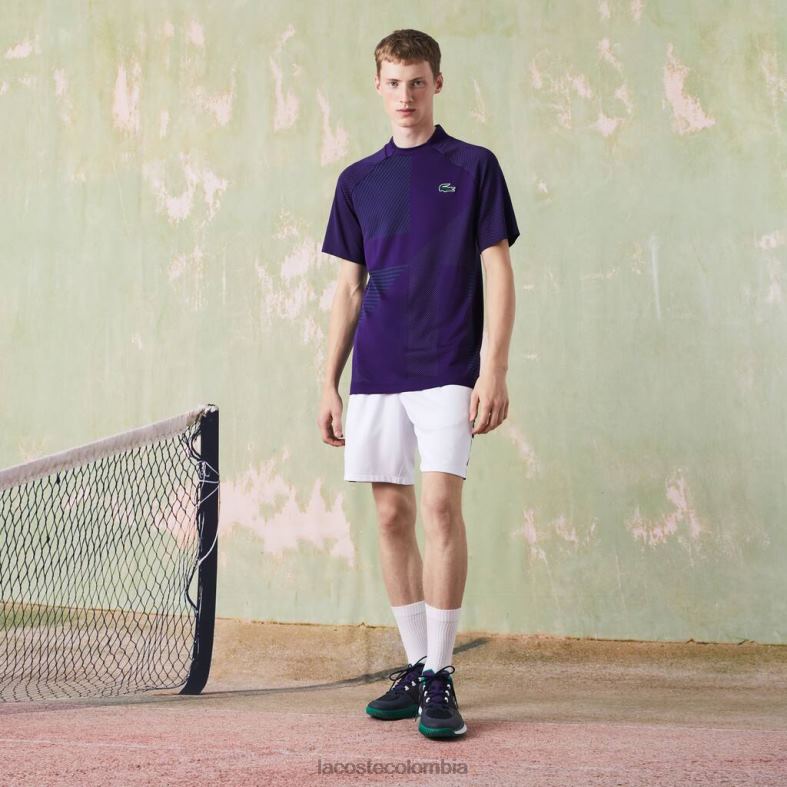 polo deportivo de tenis sin costuras y corte entallado verde púrpura Lacoste ropa hombres 80XZX773