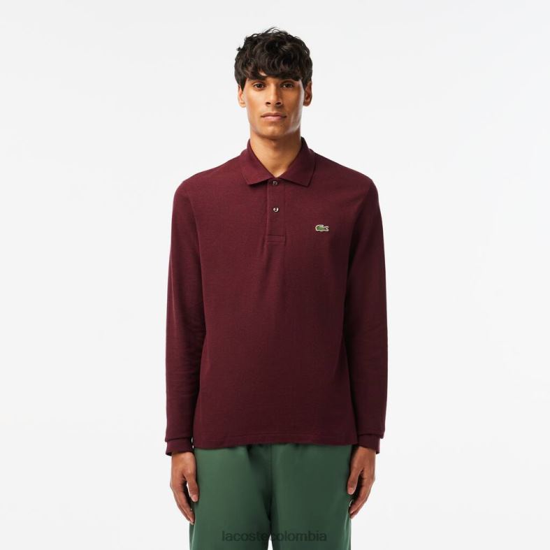 polo jaspeado de manga larga original l.12.12 Burdeos Lacoste ropa hombres 80XZX788