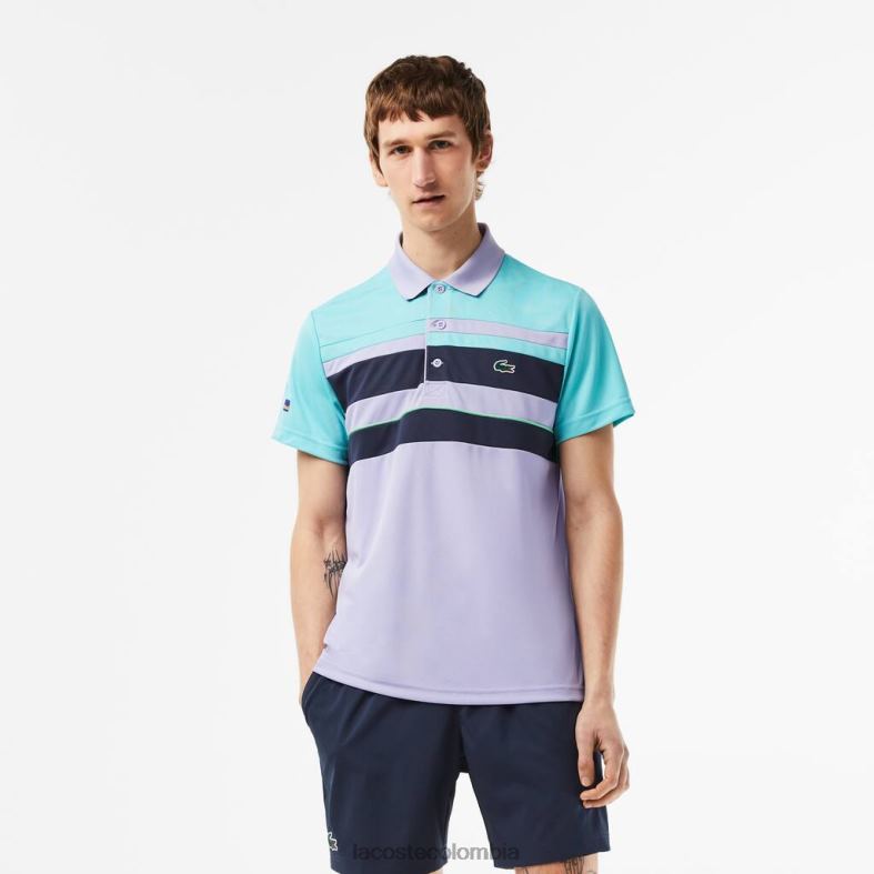 polo sport miami open edition a rayas turquesa/azul/morado Lacoste ropa hombres 80XZX240