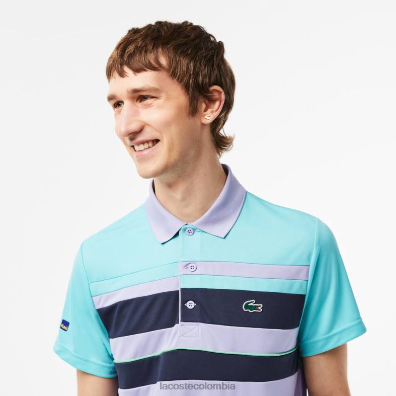 polo sport miami open edition a rayas turquesa/azul/morado Lacoste ropa hombres 80XZX240