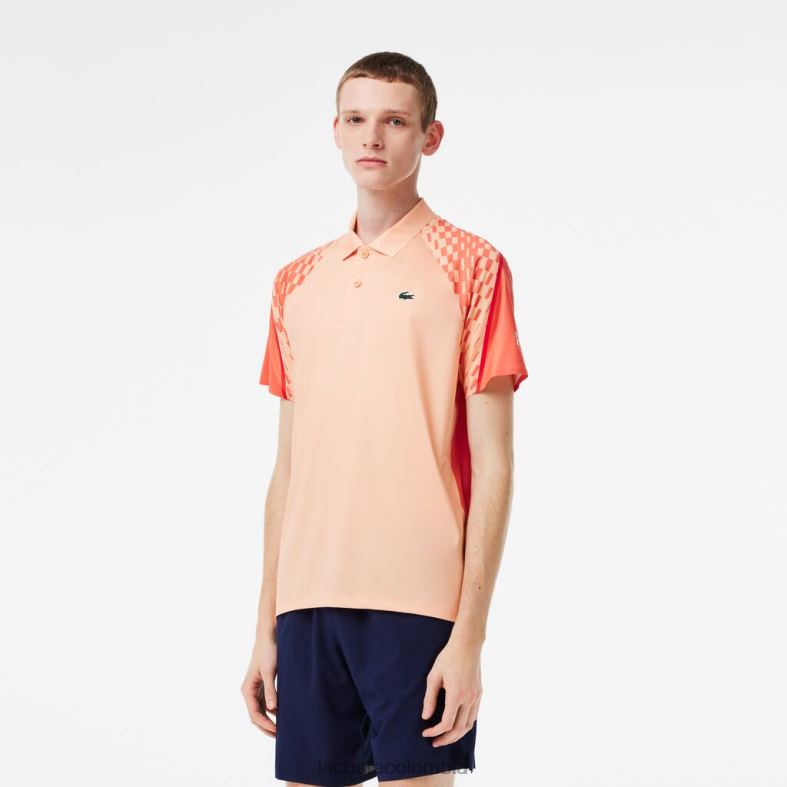 polo tricolor tenis x novak djokovic naranja claro/naranja/rojo Lacoste ropa hombres 80XZX237