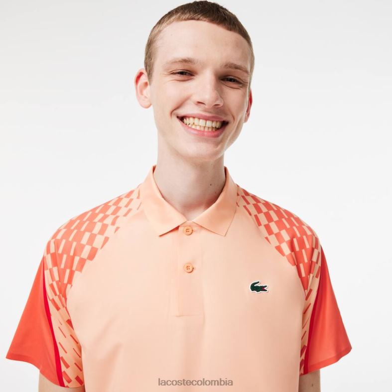 polo tricolor tenis x novak djokovic naranja claro/naranja/rojo Lacoste ropa hombres 80XZX237
