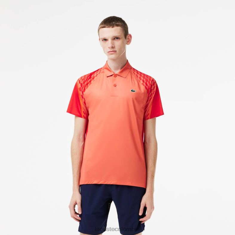 polo tricolor tenis x novak djokovic rojo naranja Lacoste ropa hombres 80XZX236
