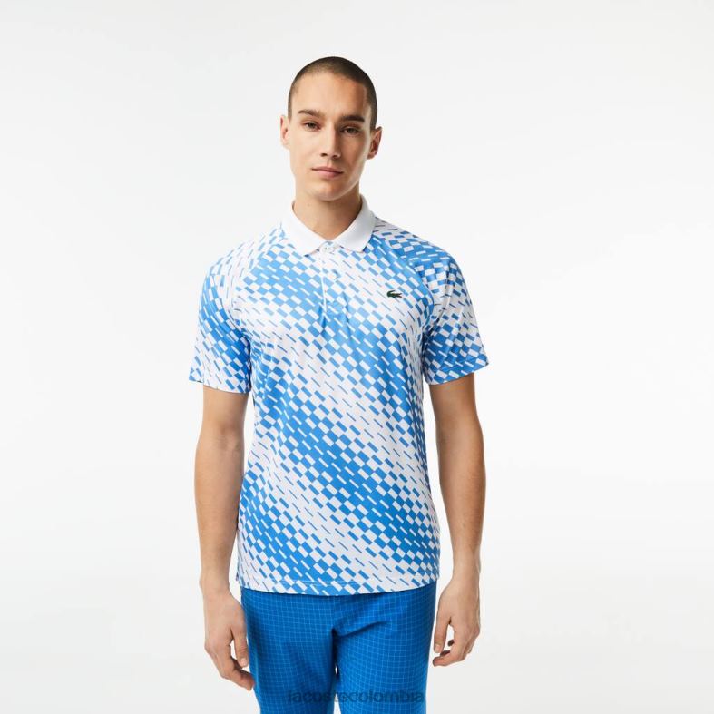 tenis x novak djokovic polo versión fan blanco azul Lacoste ropa hombres 80XZX109