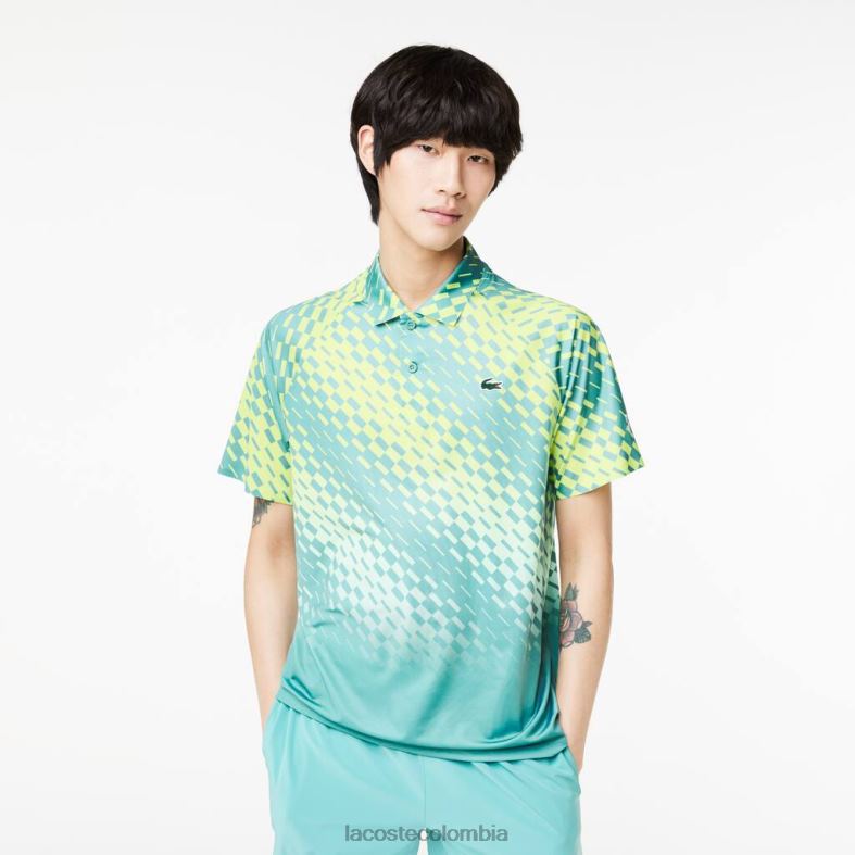 tenis x novak djokovic versión jugador polo verde/amarillo/verde claro Lacoste ropa hombres 80XZX44