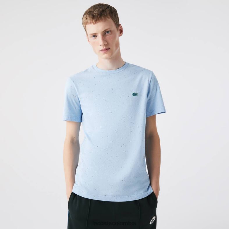 Camiseta de corte regular de punto de algodón con estampado moteado turquesa Lacoste ropa hombres 80XZX747