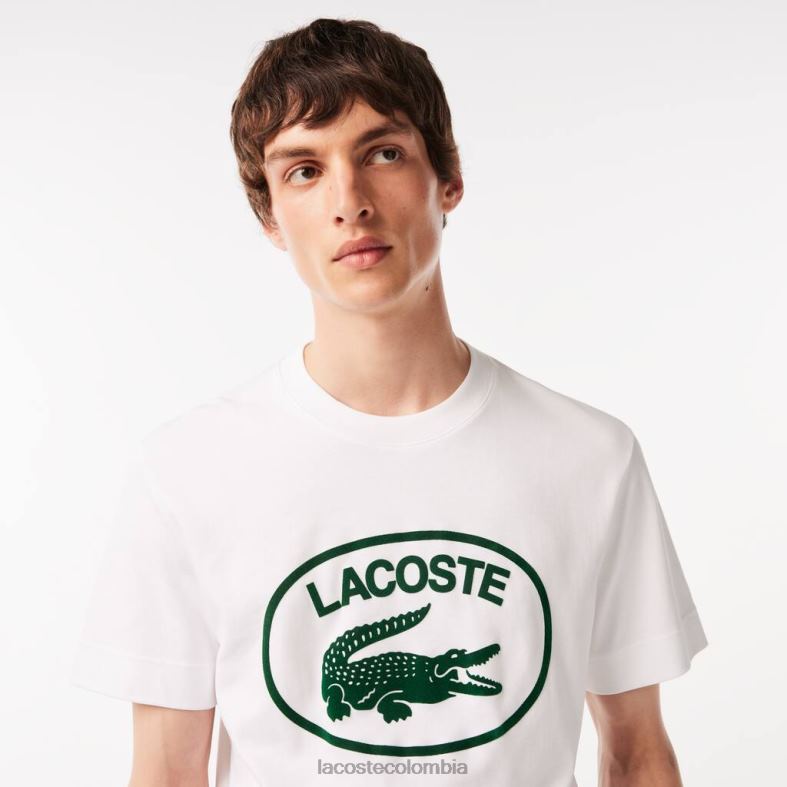 Camiseta holgada de algodón con la marca tono sobre tono. blanco verde Lacoste ropa hombres 80XZX132