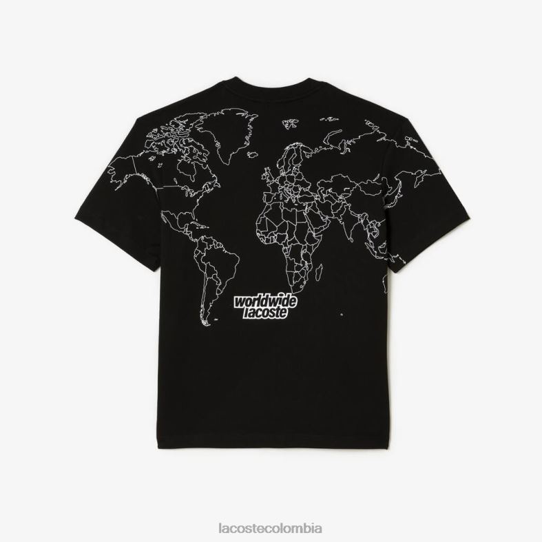 Camiseta holgada de punto de algodón orgánico negro Lacoste ropa hombres 80XZX223