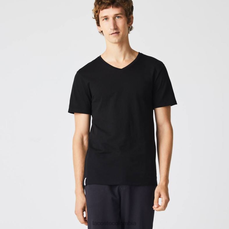 Pack de 3 camisetas lisas negro Lacoste ropa hombres 80XZX1346