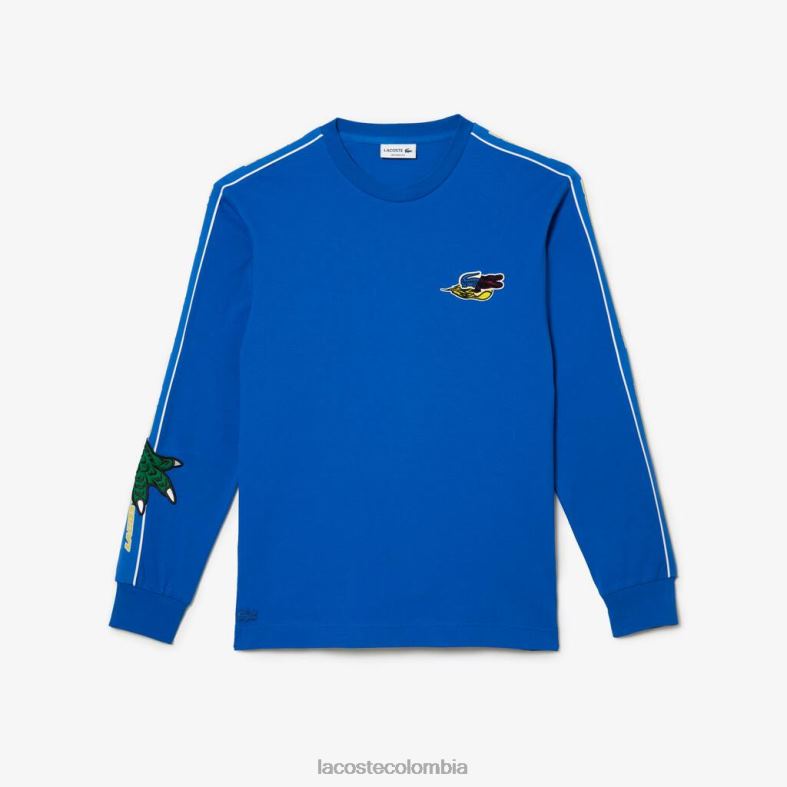 camiseta con banda de marca azul Lacoste ropa hombres 80XZX722