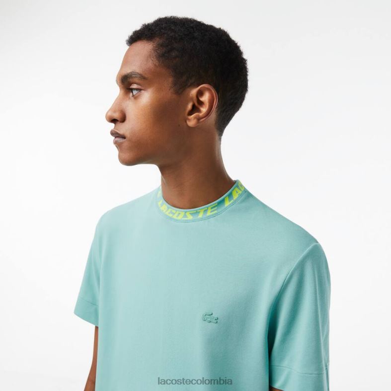 camiseta de corte regular con cuello de marca verde Lacoste ropa hombres 80XZX208