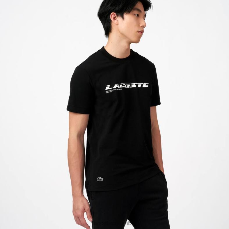 camiseta de piqué con logo y corte regular negro Lacoste ropa hombres 80XZX560