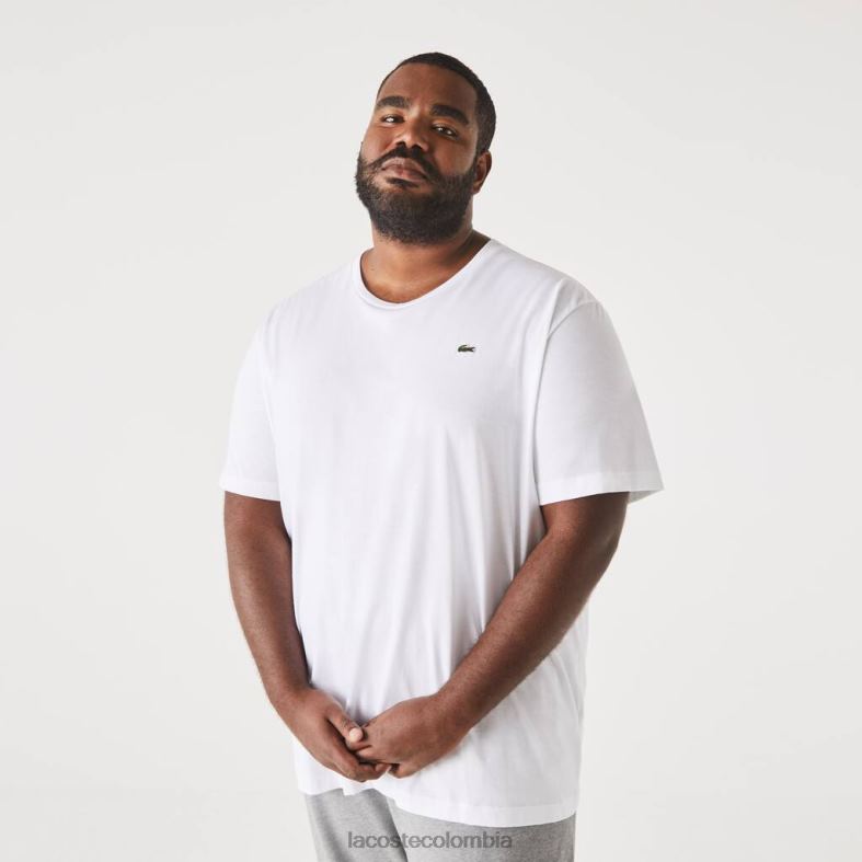 camiseta de punto de algodón con cuello redondo xl blanco Lacoste ropa hombres 80XZX758