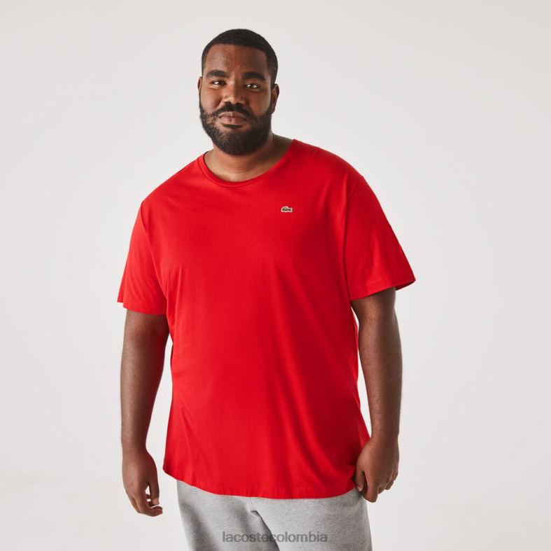 camiseta de punto de algodón con cuello redondo xl rojo Lacoste ropa hombres 80XZX756