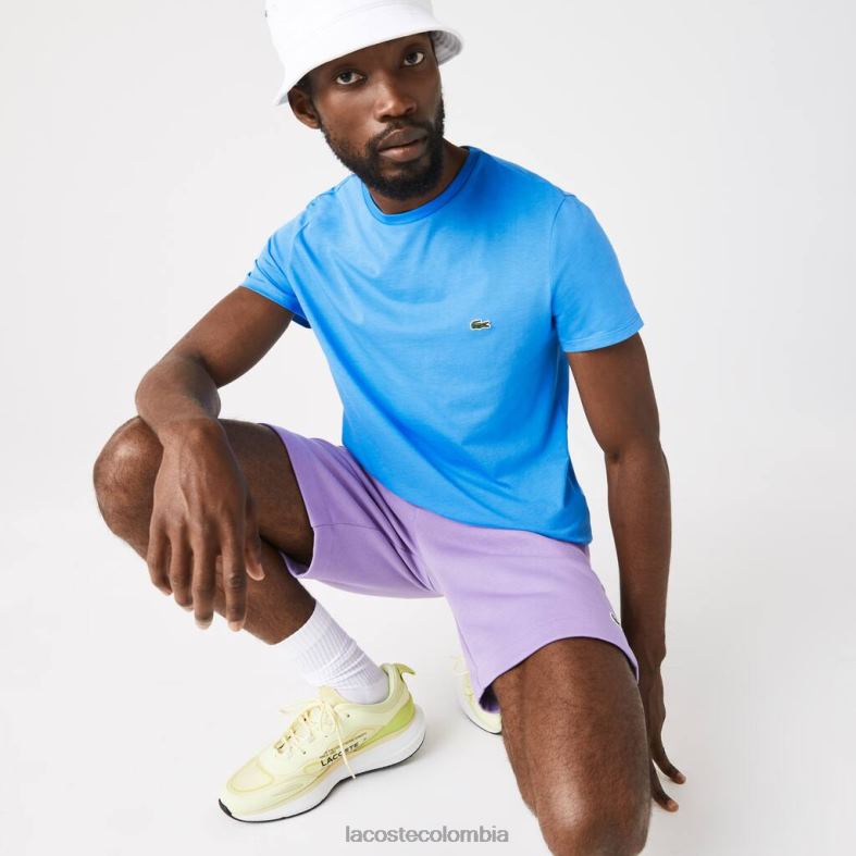 camiseta de punto de algodón pima con cuello redondo azul Lacoste ropa hombres 80XZX767