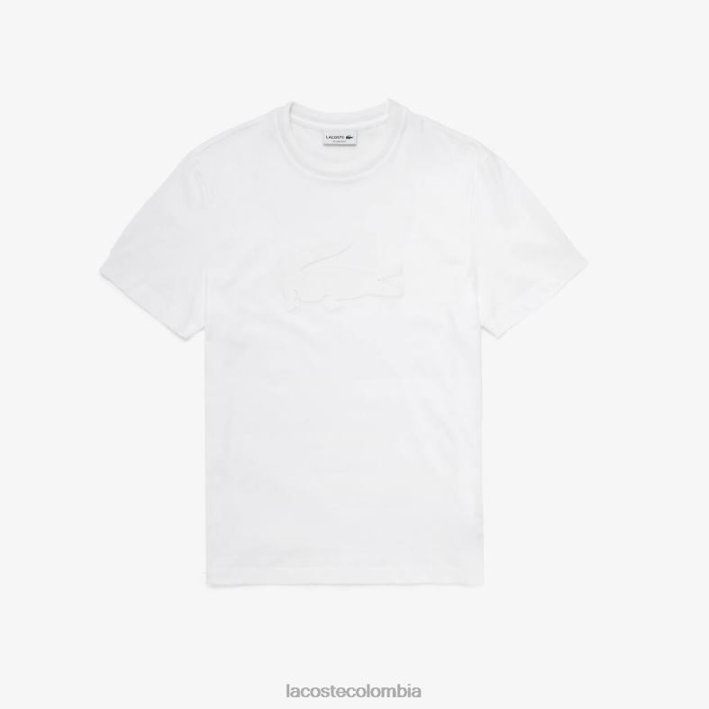 camiseta deportiva con estampado transpirable blanco Lacoste ropa hombres 80XZX628