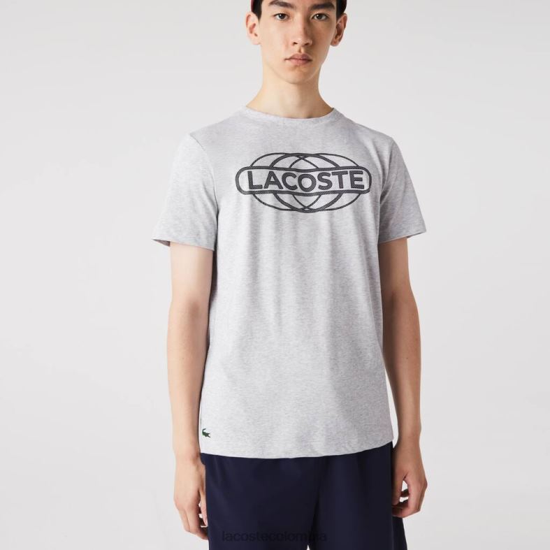 camiseta deportiva de punto orgánico lomo gris Lacoste ropa hombres 80XZX695