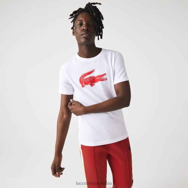 camiseta deportiva de punto transpirable con estampado de cocodrilo en 3d blanco rojo Lacoste ropa hombres 80XZX87