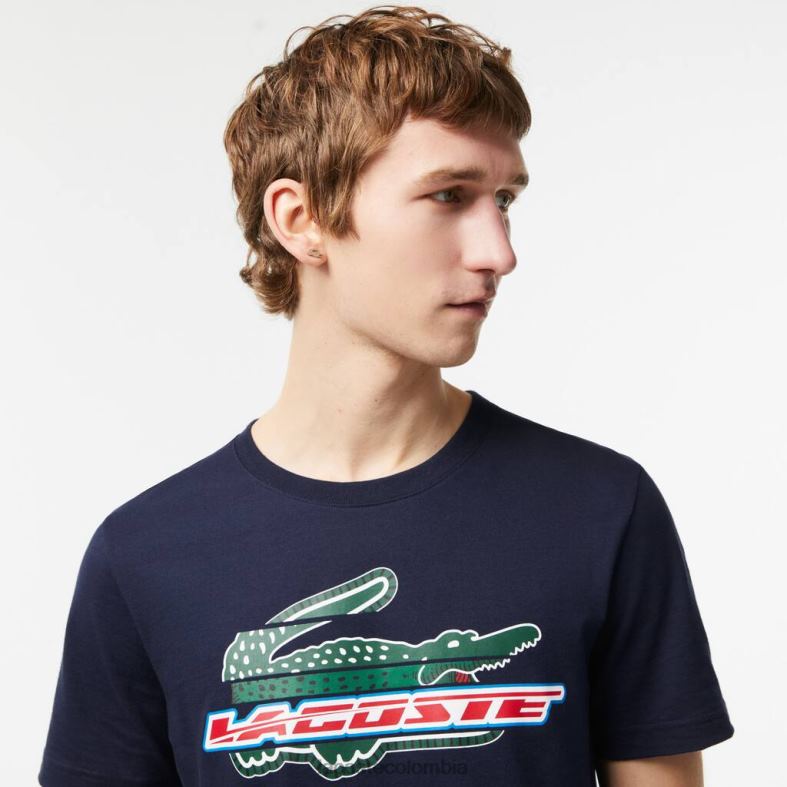 camiseta deportiva regular fit de algodón orgánico Azul marino Lacoste ropa hombres 80XZX142