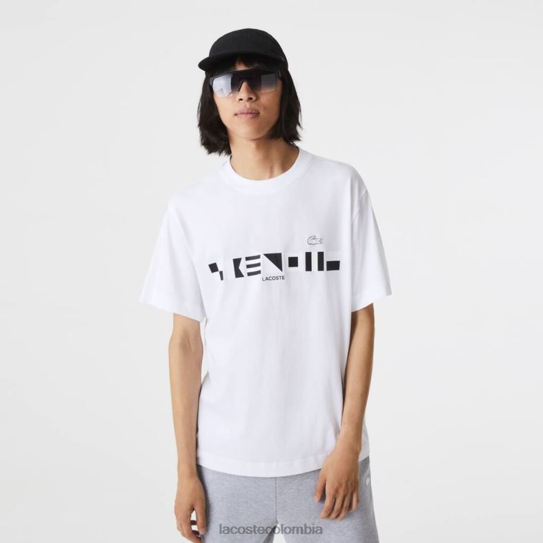 camiseta holgada con estampado blanco Lacoste ropa hombres 80XZX661
