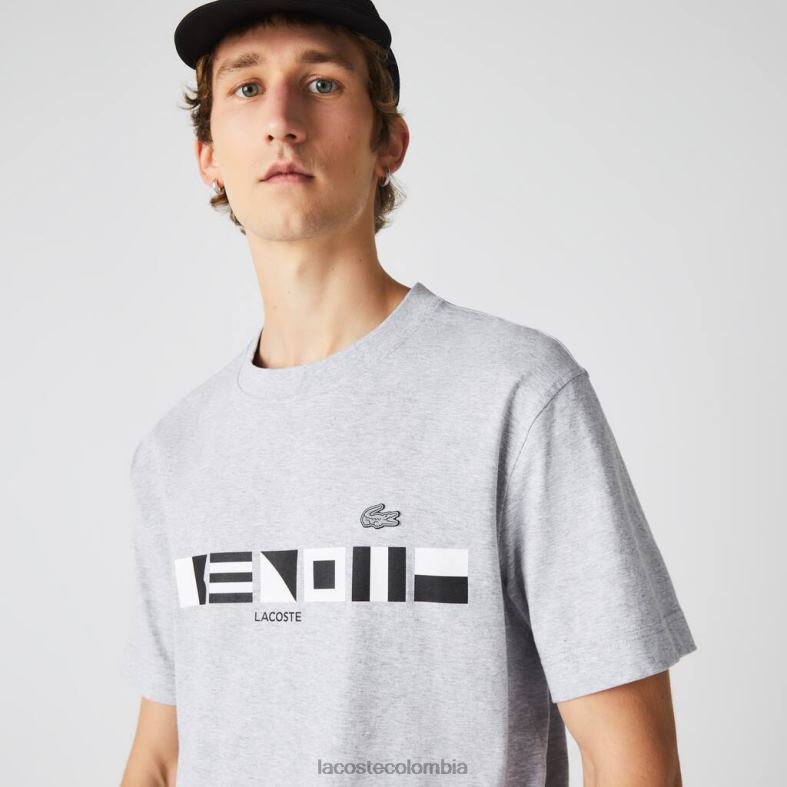 camiseta holgada con estampado lomo gris Lacoste ropa hombres 80XZX660