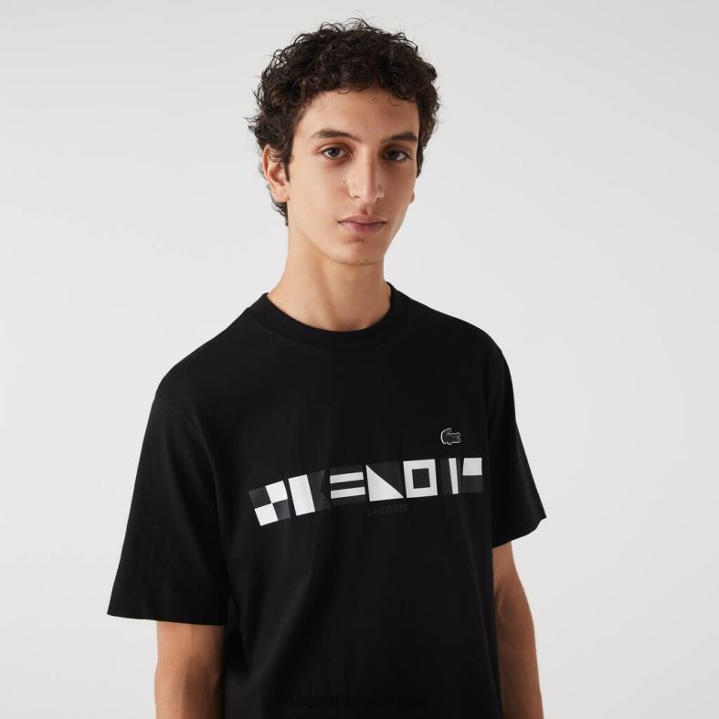 camiseta holgada con estampado negro Lacoste ropa hombres 80XZX662