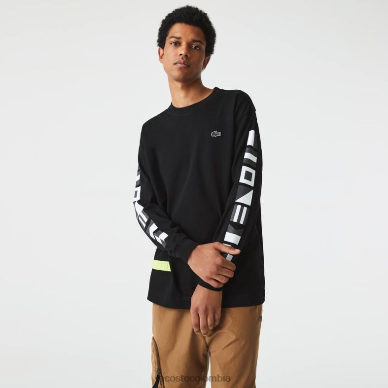 camiseta holgada con estampado negro Lacoste ropa hombres 80XZX797