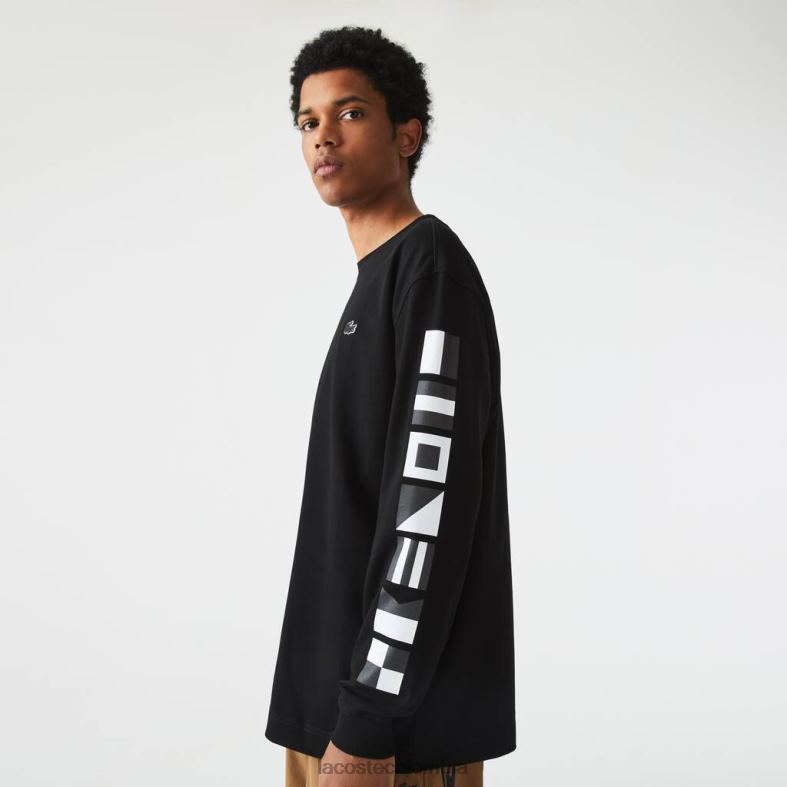 camiseta holgada con estampado negro Lacoste ropa hombres 80XZX797