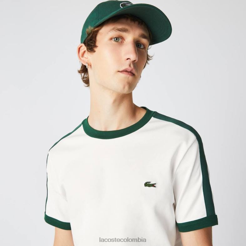 camiseta regular fit con cuello en contraste blanco Lacoste ropa hombres 80XZX855