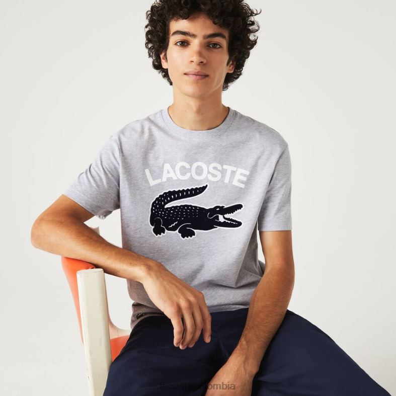 camiseta regular fit xl con estampado de cocodrilo lomo gris Lacoste ropa hombres 80XZX572