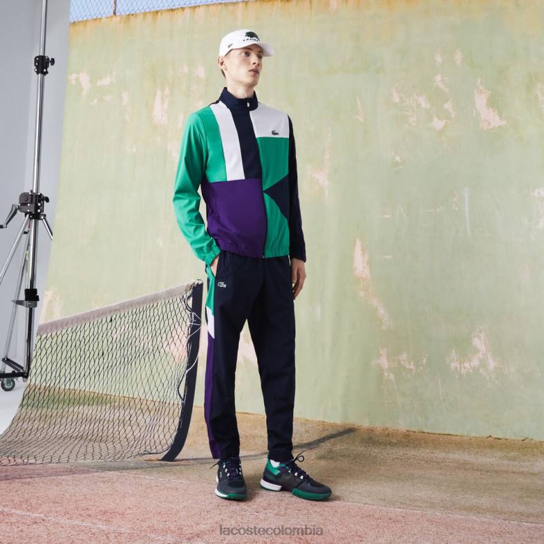 Chándal deportivo de tenis con estampado de cocodrilo. azul marino/verde/morado/blanco Lacoste ropa hombres 80XZX1145